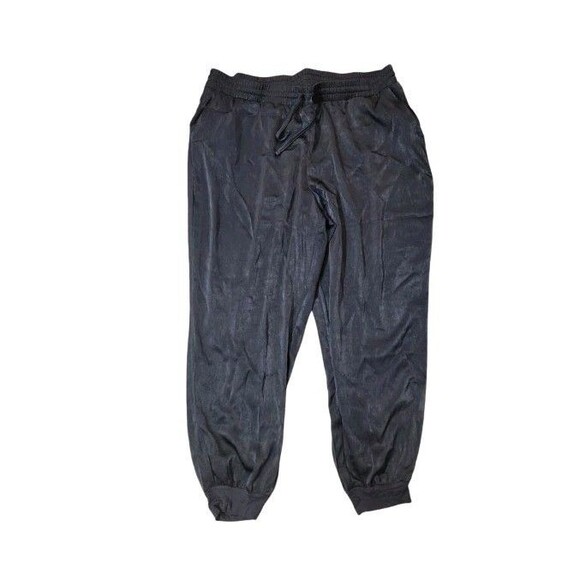 Black AnyBody Tall Satin Jogger Pants Side Pockets New Casual Lounge XL - Picture 4 of 15